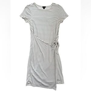 Ann Taylor Women Wrap Dress Soft Stretch Knit, Size Small, White Striped, EUC